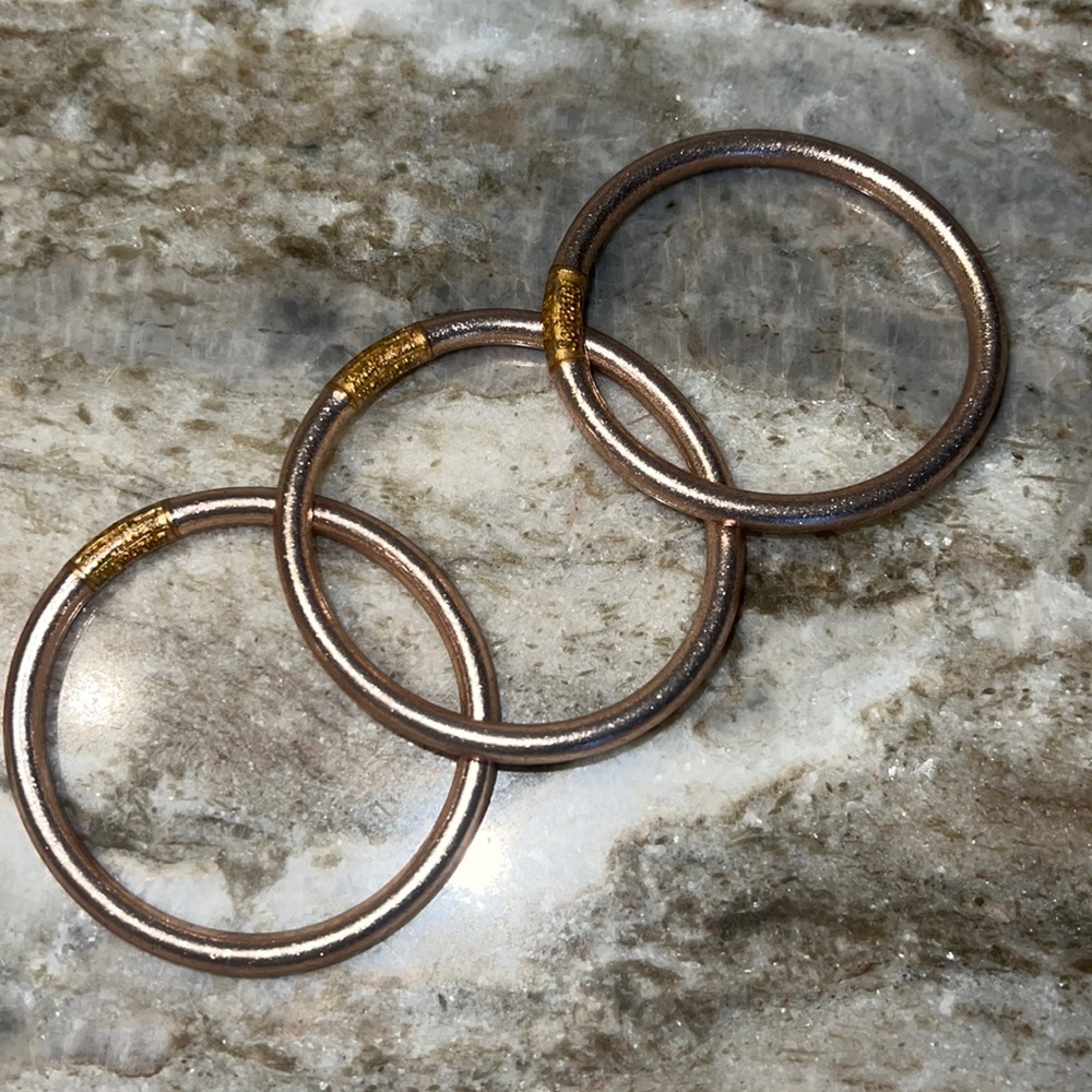 Set of 3 Budha girl rose gold  serenity bangles size small
